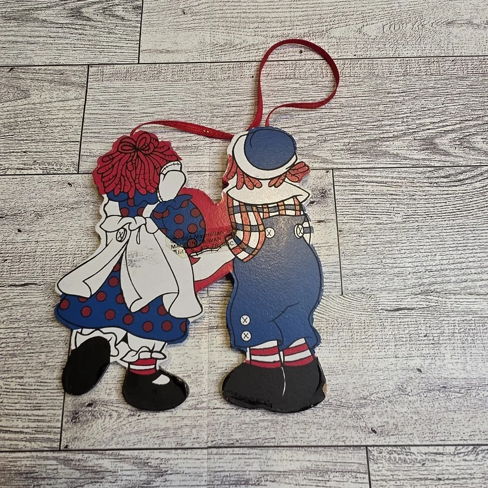 Vintage Kurt Adler Raggedy ANN ANDY holding heart Christmas tree Ornament 1994